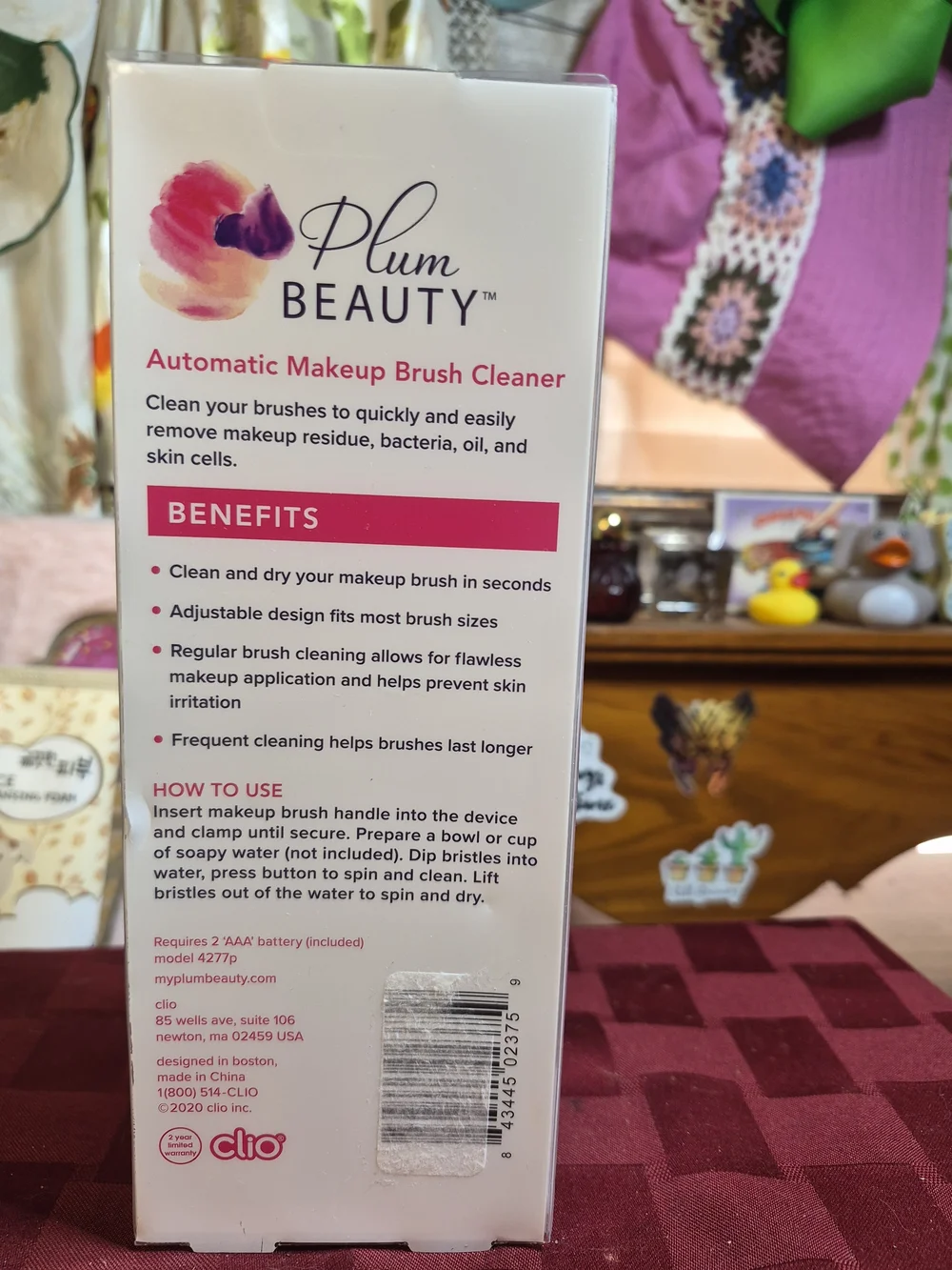 NEW Plum Beauty Automatic Makeup Brush Cleaner - Purple/White